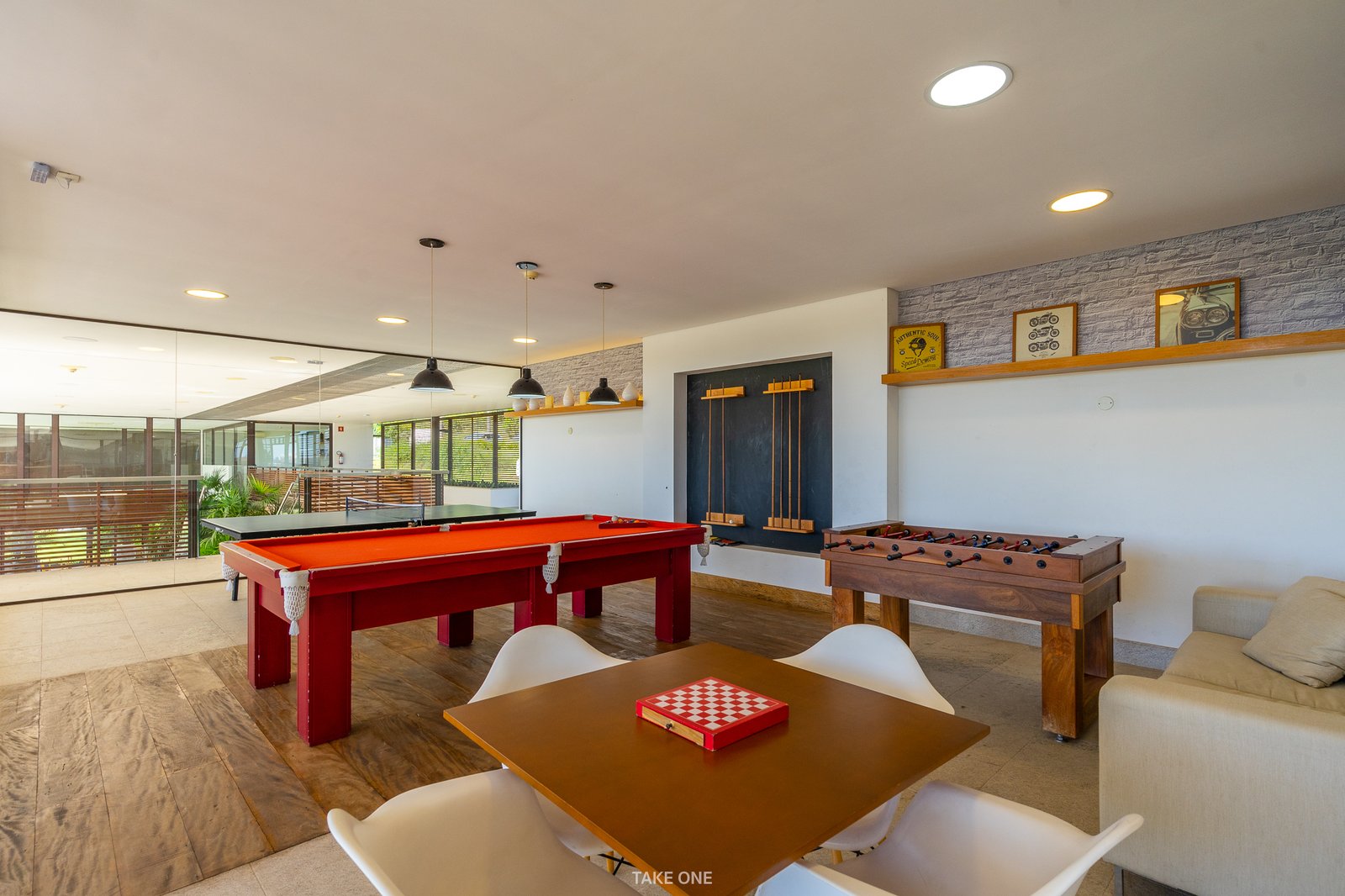 Salão de jogos do clube do Condomínio Bosque do Horto em Jundiaí